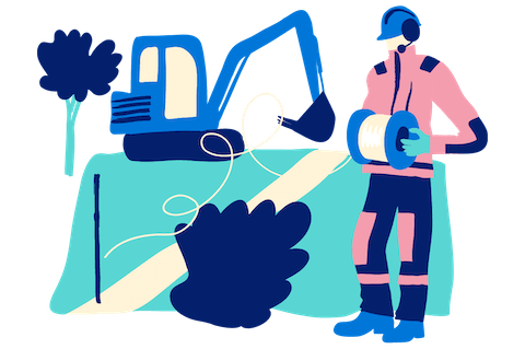 Grafik fiberinstallatör på fält